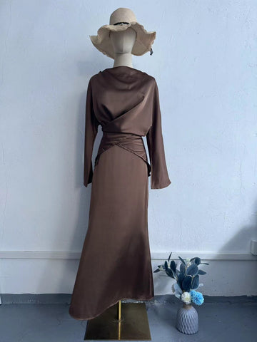 2024 Women's Solid-Colored Vertein Cross-Wearing Belt Half-Dress Suit